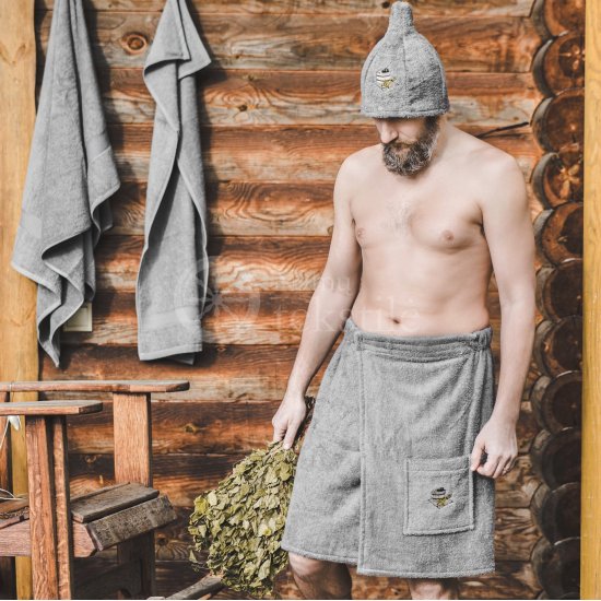 Cotton men's sauna apron ,,Grey"